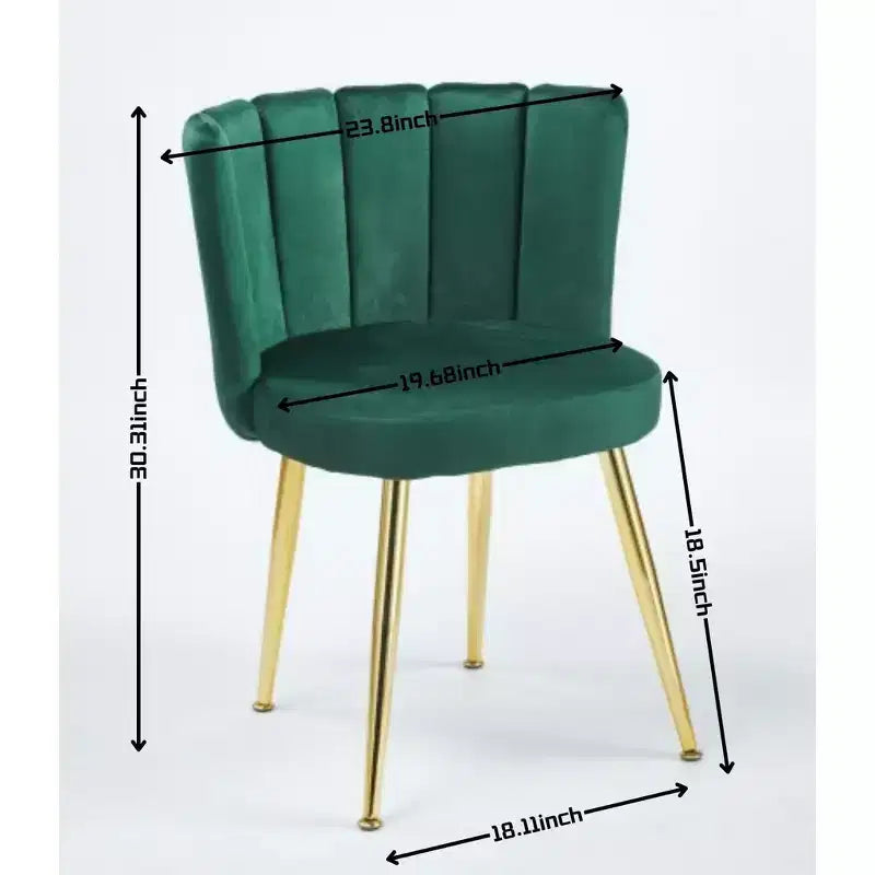 Chaise d'appoint moderne Okak, avec pieds en tube de fer doré, dossier confortable en velours, lot de 2