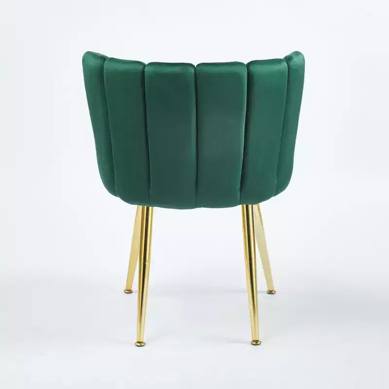 Chaise d'appoint moderne Okak, avec pieds en tube de fer doré, dossier confortable en velours, lot de 2