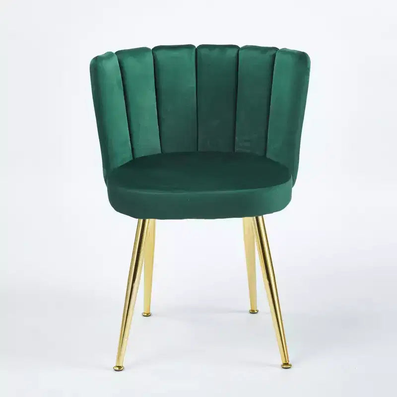 Chaise d'appoint moderne Okak, avec pieds en tube de fer doré, dossier confortable en velours, lot de 2