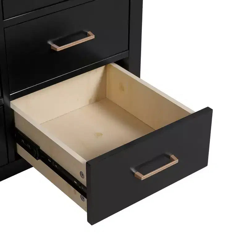 Meuble-lavabo Chic Crate-36 pouces avec évier en céramique, 4 tiroirs et portes à fermeture douce | Cadre en bois massif | Autonome | Noir