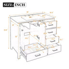 Meuble-lavabo Chic Crate-36 pouces avec évier en céramique, 4 tiroirs et portes à fermeture douce | Cadre en bois massif | Autonome | Noir