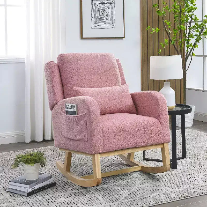 Fauteuils d'appoint modernes Okak pour chambre à coucher, fauteuil à bascule décontracté moderne à dossier haut de 27,5 po de largeur pour salon avec un oreiller lombaire