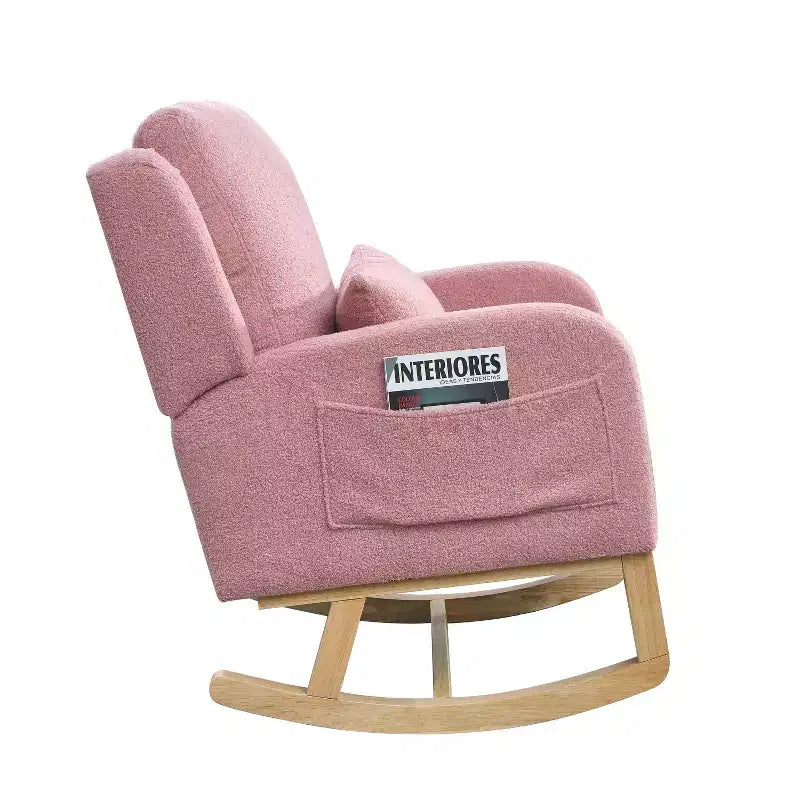 Fauteuils d'appoint modernes Okak pour chambre à coucher, fauteuil à bascule décontracté moderne à dossier haut de 27,5 po de largeur pour salon avec un oreiller lombaire