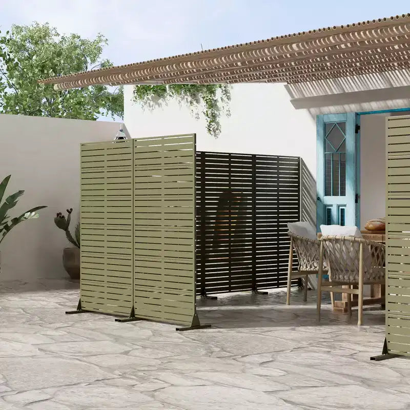 72 H35W Dovelina Gray Paravent métallique autoportant pour extérieur Clôture de jardin décorative