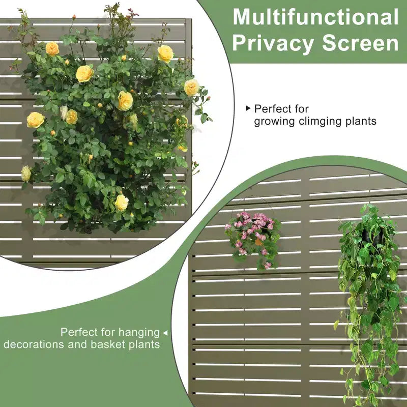 72 H35W Dovelina Gray Paravent métallique autoportant pour extérieur Clôture de jardin décorative