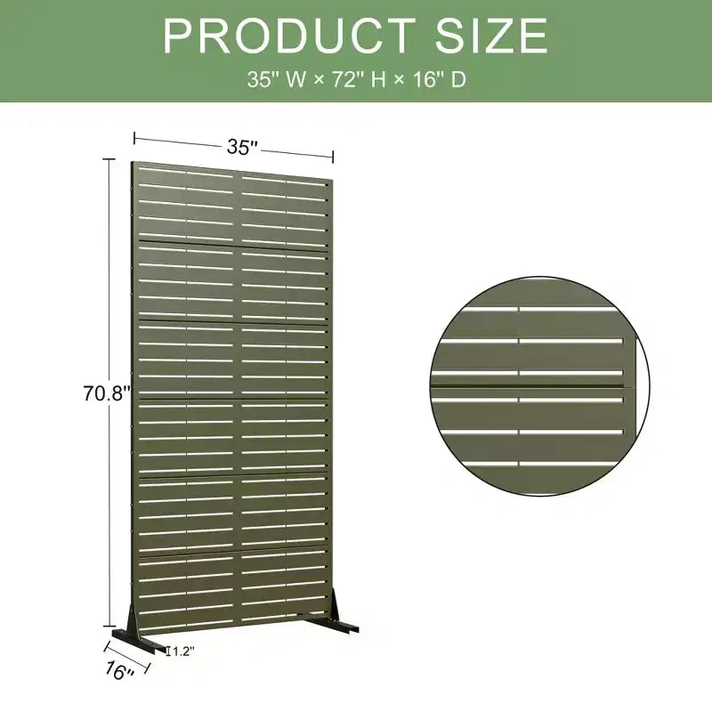 72 H35W Dovelina Gray Paravent métallique autoportant pour extérieur Clôture de jardin décorative