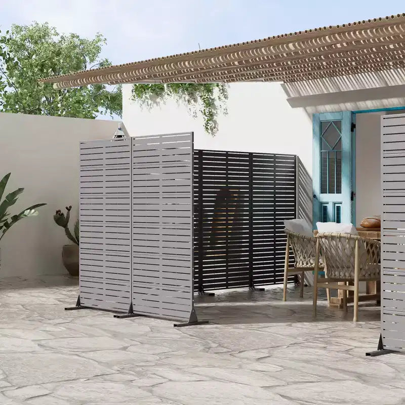 72 H35W Dovelina Gray Paravent métallique autoportant pour extérieur Clôture de jardin décorative
