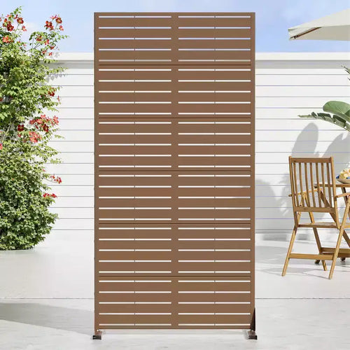 72 H35W Dovelina Gray Paravent métallique autoportant pour extérieur Clôture de jardin décorative