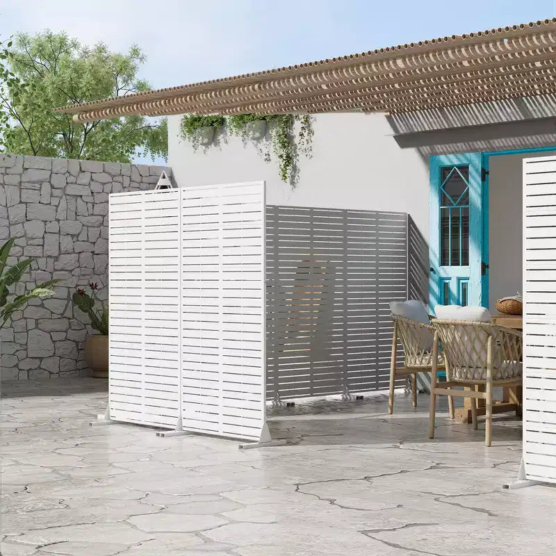72 H35W Dovelina Gray Paravent métallique autoportant pour extérieur Clôture de jardin décorative