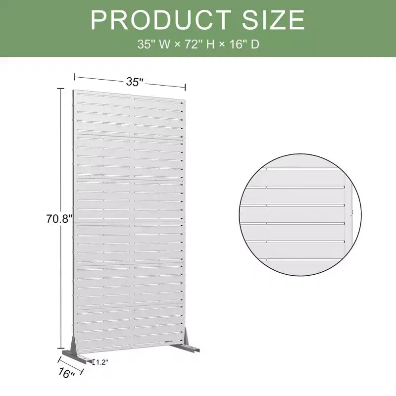 72 H35W Dovelina Gray Paravent métallique autoportant pour extérieur Clôture de jardin décorative
