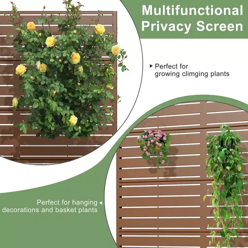 72 H35W Dovelina Gray Paravent métallique autoportant pour extérieur Clôture de jardin décorative