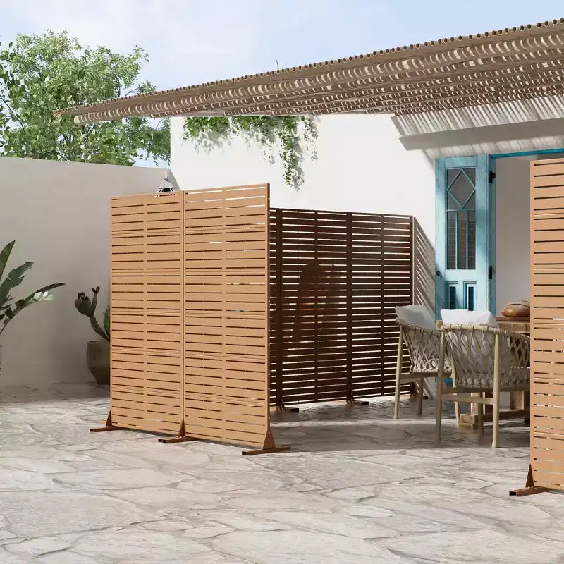 72 H35W Dovelina Gray Paravent métallique autoportant pour extérieur Clôture de jardin décorative