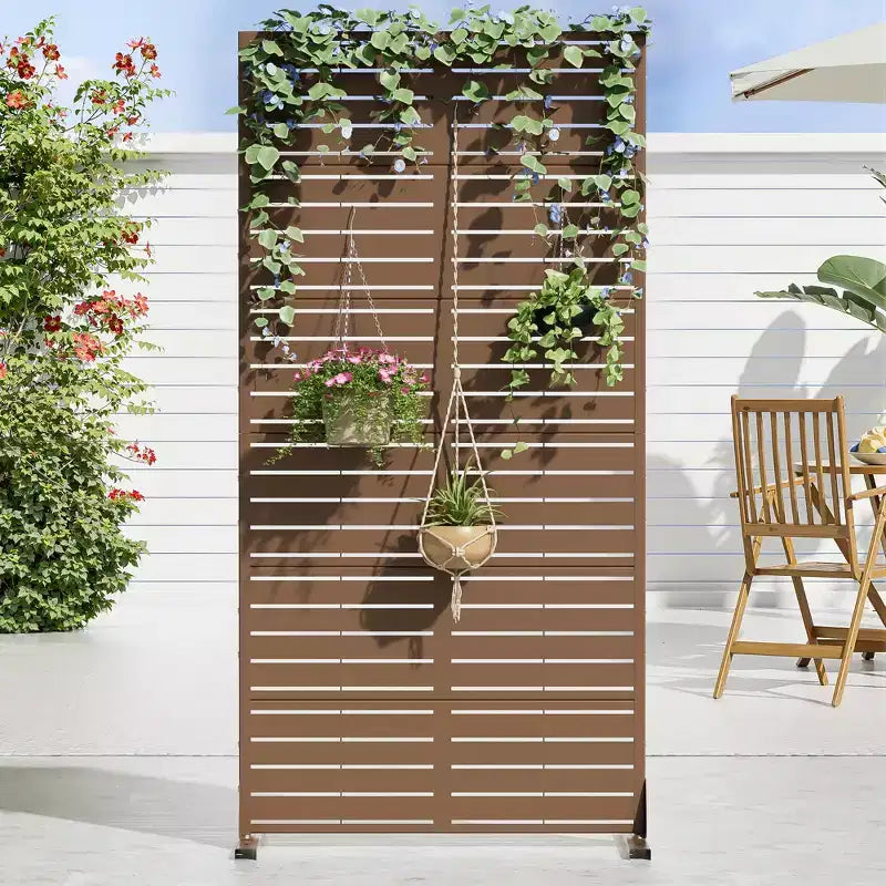 72 H35W Dovelina Gray Paravent métallique autoportant pour extérieur Clôture de jardin décorative