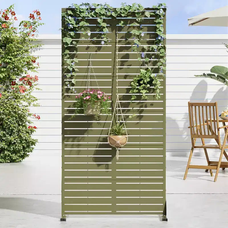 72 H35W Dovelina Gray Paravent métallique autoportant pour extérieur Clôture de jardin décorative
