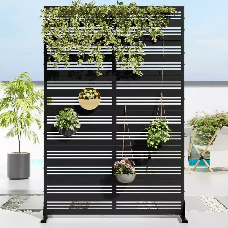 72 H35W Dovelina Gray Paravent métallique autoportant pour extérieur Clôture de jardin décorative