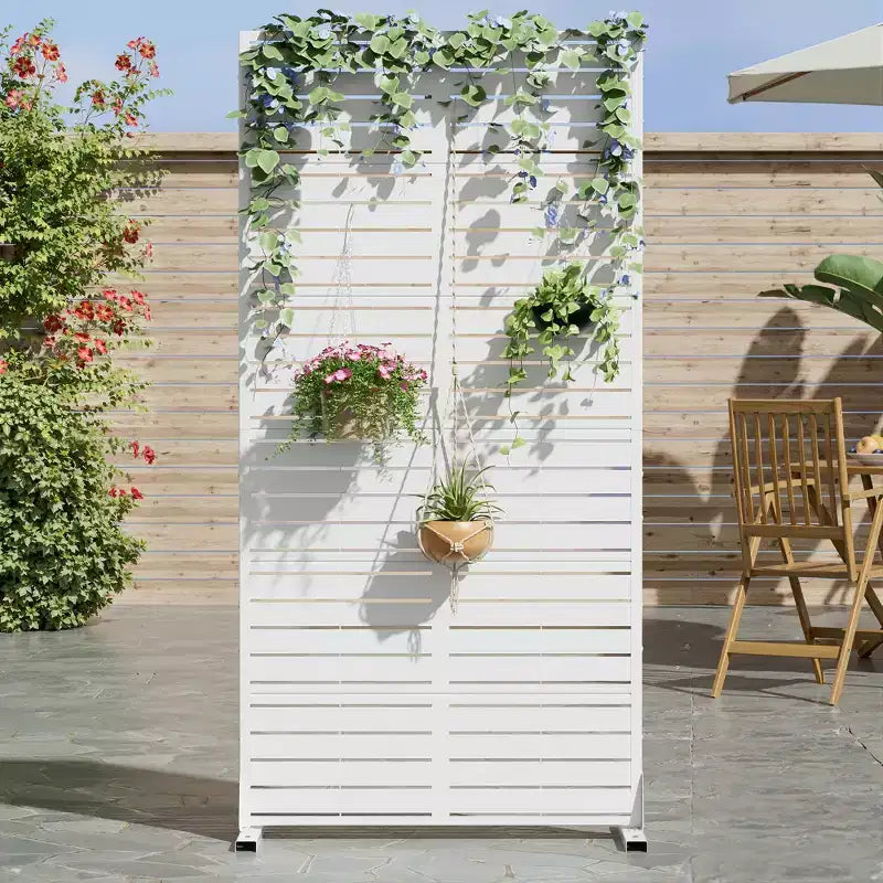 72 H35W Dovelina Gray Paravent métallique autoportant pour extérieur Clôture de jardin décorative