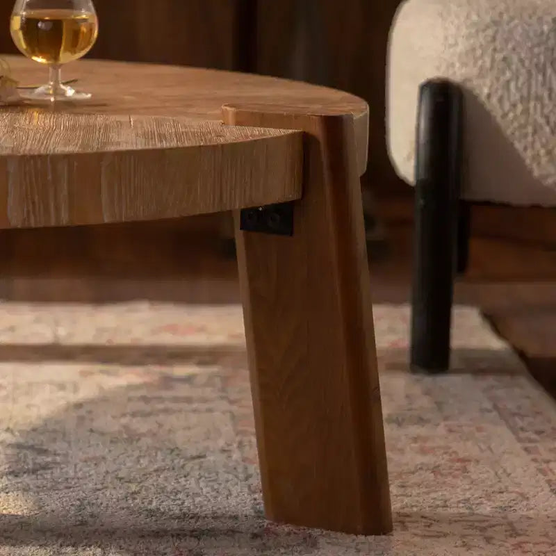 Table basse GDFStudio Eve ronde en bois rustique de 36,61