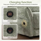 Canapé modulable avec ports USB, canapé 6/4 places rembourré en chenille avec accoudoirs pétale et poufs - ModernLuxe