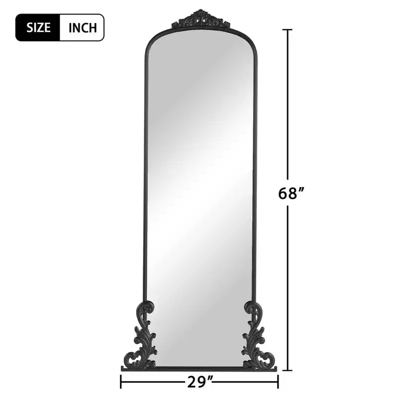 Miroir 67x28 classique à arche, pleine longueur, avec cadre en bois blanc, résistant aux intempéries, pour salle de bain, entrée de chambre, salon/dressing