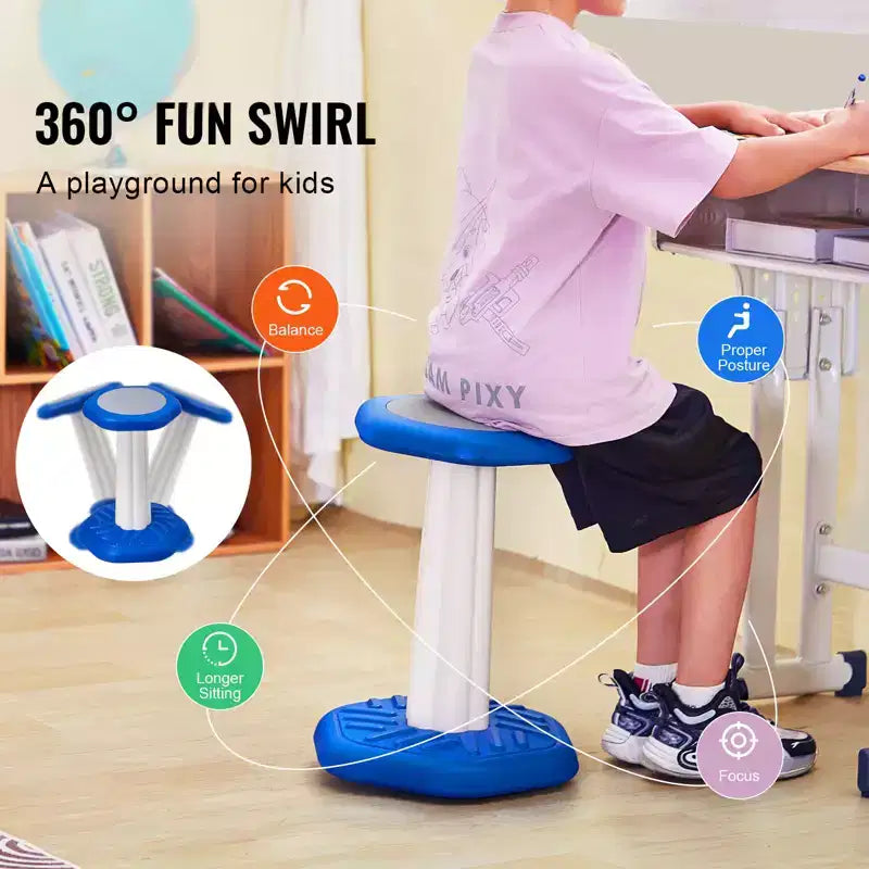 Chaise oscillante VEVOR pour enfants, chaise active avec coussin éponge, tabouret oscillant améliore la concentration, la posture et le calme des enfants, 7-14 ans, bleu