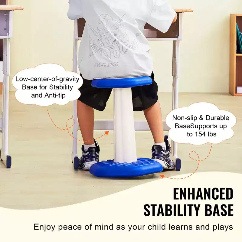 Chaise oscillante VEVOR pour enfants, chaise active avec coussin éponge, tabouret oscillant améliore la concentration, la posture et le calme des enfants, 7-14 ans, bleu