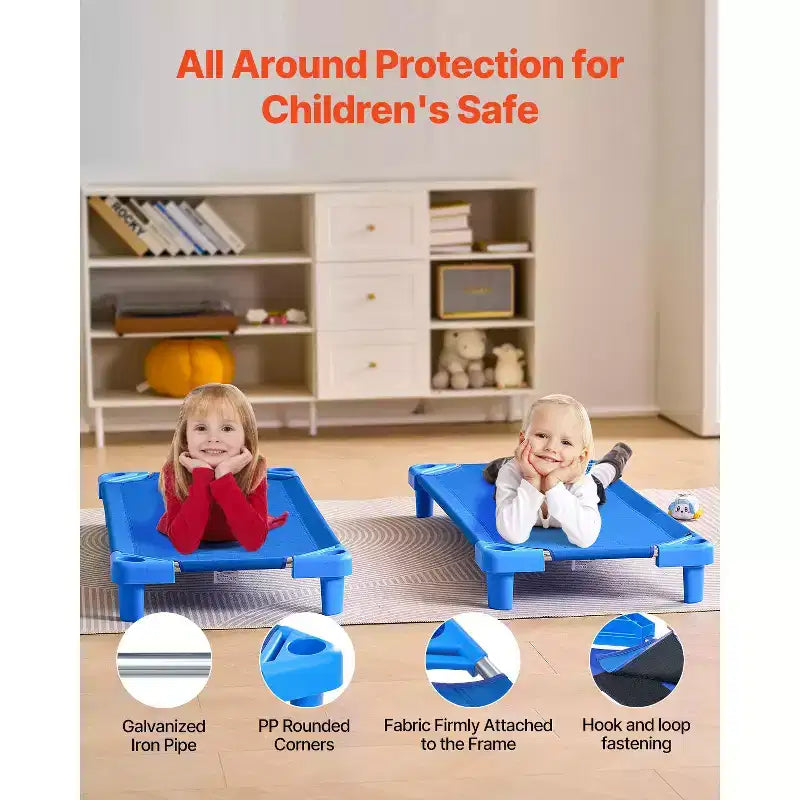 VEVOR Lit de repos empilable pour enfants, lot de 6, lits de repos portables pour tout-petits, lits de repos de taille standard 132 x 58 cm pour enfants, lits de garderie pour salle de classe préscolaire