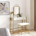 Bestier Vanity Table Set with Mirror & Stool,White Makeup Dressing Desk with Drawers for Girls,Women,Bedroom,Gift