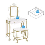 Ensemble de coiffeuse Bestier avec miroir et tabouret, table de maquillage blanche avec tiroirs pour filles, femmes, chambre à coucher, cadeau
