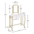 Ensemble de coiffeuse Bestier avec miroir et tabouret, table de maquillage blanche avec tiroirs pour filles, femmes, chambre à coucher, cadeau