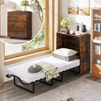 Lit escamotable Costway de taille lit de camp avec rangement, armoire roulante Murphy avec lit pliant