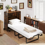 Lit escamotable Costway de taille lit de camp avec rangement, armoire roulante Murphy avec lit pliant