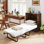 Lit escamotable Costway de taille lit de camp avec rangement, armoire roulante Murphy avec lit pliant