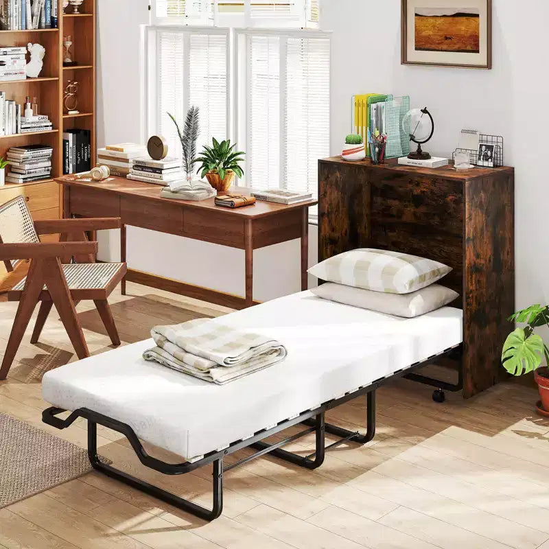 Lit escamotable Costway de taille lit de camp avec rangement, armoire roulante Murphy avec lit pliant