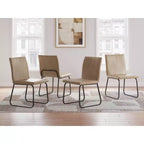Signature Design by Ashley Chaises de salle à manger modernes Pharwynn, ensemble de 4, revêtement en similicuir, structure en acier canon de fusil, couleur « Toast »