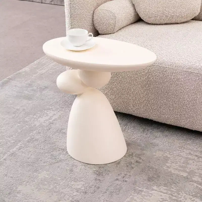 MAYEERTY Table d'appoint moderne, table d'appoint en fibre de verre avec décoration, pour salon, chambre, chambre d'amis