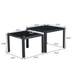 Table basse empilable carrée/rectangulaire moderne Okak, lot de 2 tables basses gigognes avec finition en verre trempé pour salon/bureau, gain de place