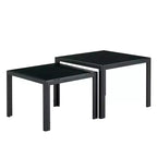 Table basse empilable carrée/rectangulaire moderne Okak, lot de 2 tables basses gigognes avec finition en verre trempé pour salon/bureau, gain de place