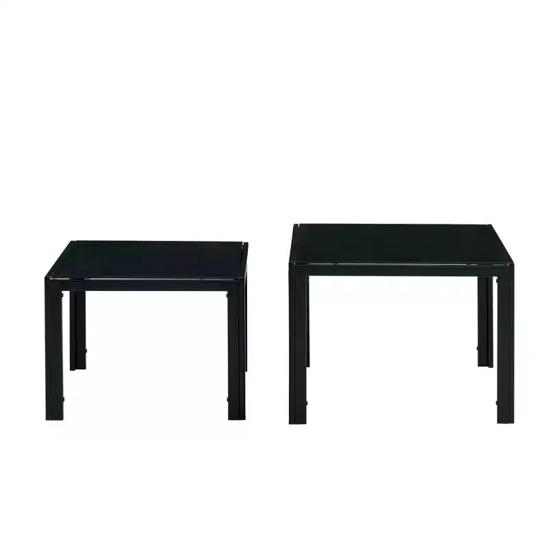 Table basse empilable carrée/rectangulaire moderne Okak, lot de 2 tables basses gigognes avec finition en verre trempé pour salon/bureau, gain de place