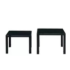 Table basse empilable carrée/rectangulaire moderne Okak, lot de 2 tables basses gigognes avec finition en verre trempé pour salon/bureau, gain de place