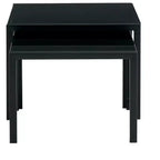 Table basse empilable carrée/rectangulaire moderne Okak, lot de 2 tables basses gigognes avec finition en verre trempé pour salon/bureau, gain de place