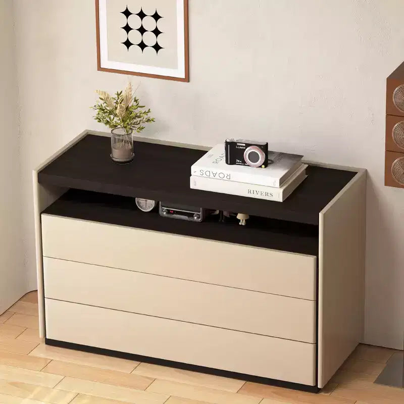 Luck Live Commodes Coiffeuse moderne à 3 tiroirs avec étagère ouverte, beige