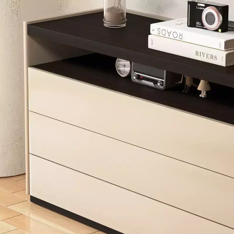 Luck Live Commodes Coiffeuse moderne à 3 tiroirs avec étagère ouverte, beige