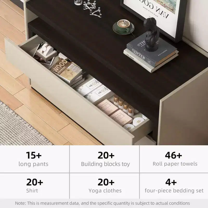 Luck Live Commodes Coiffeuse moderne à 3 tiroirs avec étagère ouverte, beige
