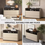 Luck Live Commodes Coiffeuse moderne à 3 tiroirs avec étagère ouverte, beige