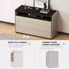 Luck Live Commodes Coiffeuse moderne à 3 tiroirs avec étagère ouverte, beige