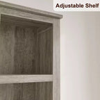 Bibliothèque à 5 niveaux avec étagères réglables, bibliothèque de 180 cm de haut avec pieds en bois, bibliothèque de style ferme pour salon et bureau