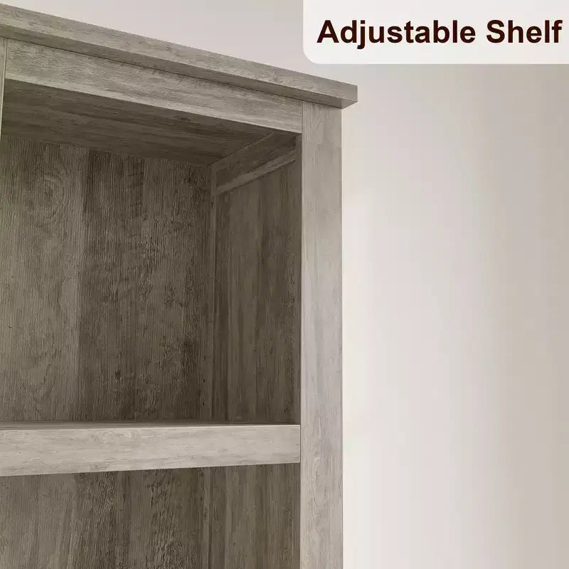 Bibliothèque à 5 niveaux avec étagères réglables, bibliothèque de 180 cm de haut avec pieds en bois, bibliothèque de style ferme pour salon et bureau