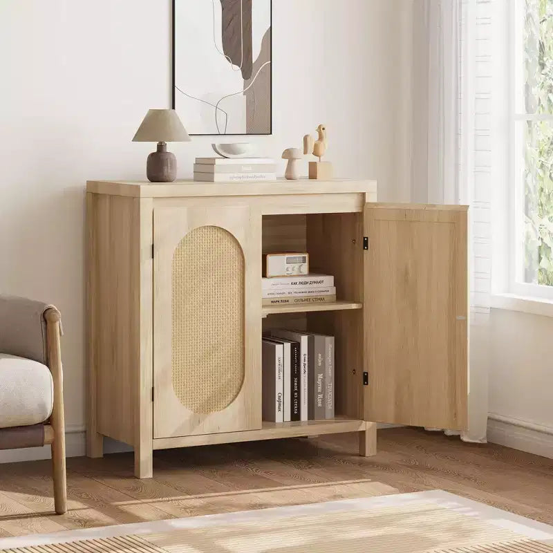 Buffet bahut moderne avec étagère réglable, portes en verre, petite console d'appoint avec rangement, pour salon, salle à manger