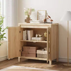 Buffet bahut moderne avec étagère réglable, portes en verre, petite console d'appoint avec rangement, pour salon, salle à manger