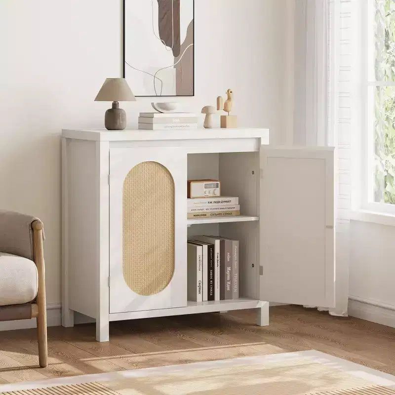 Buffet bahut moderne avec étagère réglable, portes en verre, petite console d'appoint avec rangement, pour salon, salle à manger